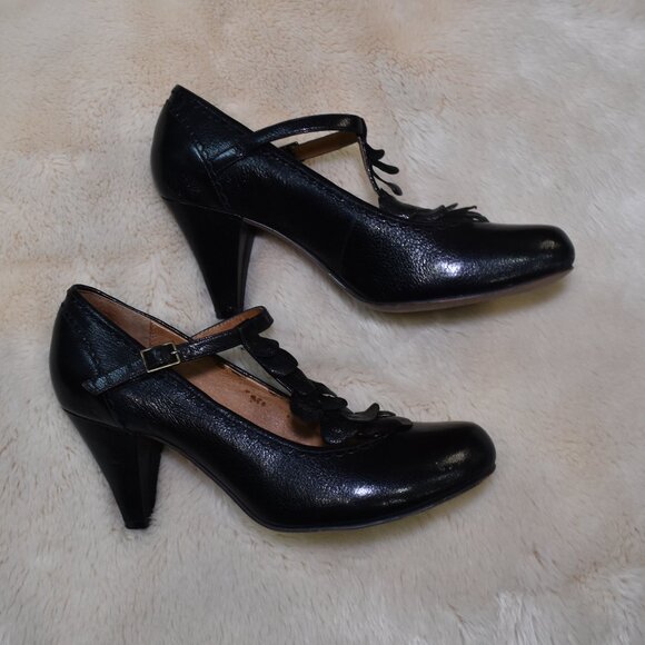 Clarks Indigo Black Leather Mary Jane Heels Size 9 Comfort Dress Shoes - Picture 9 of 13